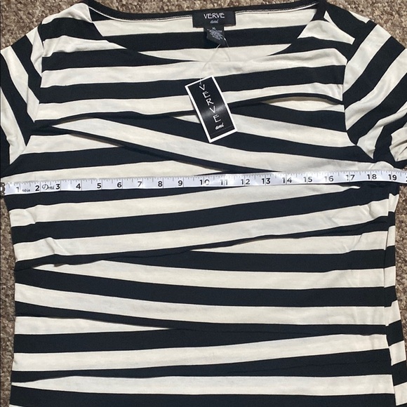 Verve Ami Black/Freesia Striped Women's Top Size XL NWT - Picture 4 of 9